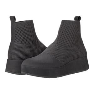 Eileen Fisher NWOB Mars Stretch Knit Bootie Size 7.5 Graphite Gray Slip-On Wedge
